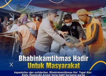 Bhabinkamtibmas Tegal Alur Polsek Kalideres Laksanakan  Kerja Bhakti Massal Pasca Kebakaran