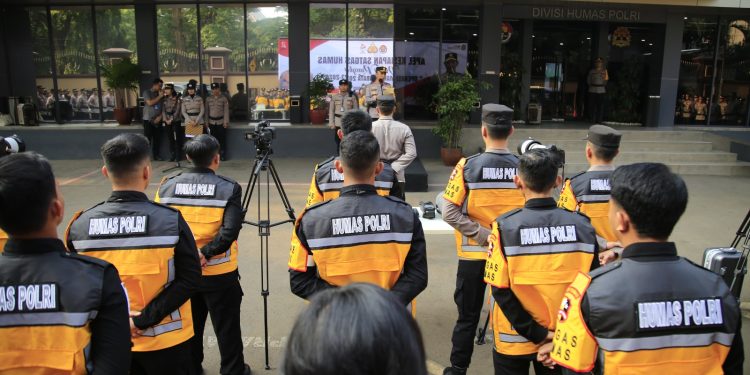 Humas Polri Gelar Pasukan Kesiapan Satgas Humas Dalam Pengamanan Pemilu 2024