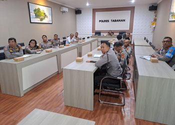 Polres Tabanan Ikuti Secara Zoom Rapat Persiapan Pengambilan Data Survei Program Quick Wins Presisi TW III T.A 2023