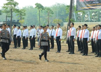 Polres Tulang Bawang Barat Gelar Apel Pasukan Ops Mantap Brata Krakatau 2023.