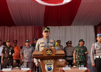 Pimpin Gelar Pasukan Operasi Mantap Brata 2023-2024, Kapolres Nganjuk Ingatkan Anggotanya untuk Waspada dan Jangan Under Estimate