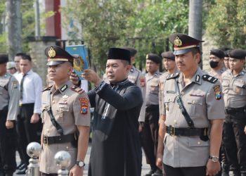 Kapolres Nganjuk Pimpin Sertijab Kasat Reskrim Serta Pengukuhan Jabatan Kasiwas, Kapolsek Berbek dan Wilangan