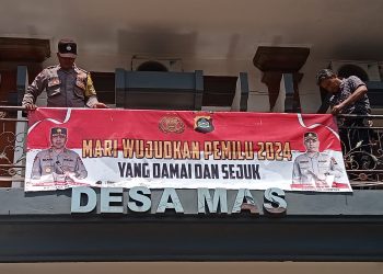 Polda Bali dan Jajaran Gencar Pasang Spanduk Ajak Masyarakat Ciptakan Pemilu Damai