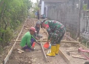 Manunggal Dengan Rakyat, Babinsa Koramil Panggungrejo Bantu Pembangunan Di Wilayah Binaannya