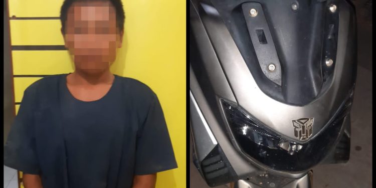 Pelaku Percobaan Pencurian Sepeda motor Ditangkap Polsek Lambu Kibang Polres Tulang Bawang Barat.