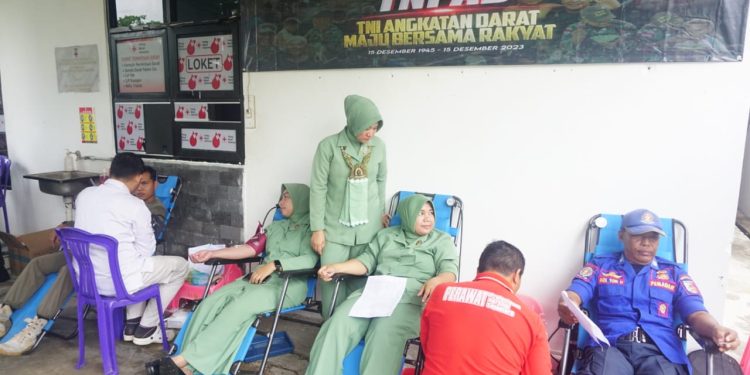 Peringati Hari Juang TNI AD Ke-78, Kodim 0426 Tulang Bawang Gelar Donor Darah