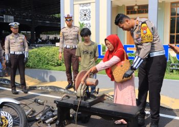 Jelang Nataru Polres Tuban Amankan Ratusan Kendaraan Roda Dua Berknalpot Brong