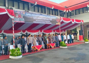 Dandim 0808/Blitar Hadiri Apel Kesiapsiagaan Dan Pengukuhan Satlinmas Kota Blitar