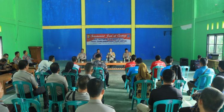 Gelar Jum’at Curhat, Polres Tulang Bawang Barat Ambil Tema “HUT Satpam Ke-43 Tahun 2023 dan Peningkatan Kompetensi Satpam Mendukung Pemilu 2024”.