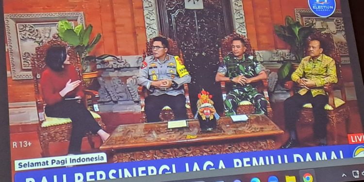 Polres Tabanan Nobar live streaming Metro TV Tema Bali Bersinergi Jaga Pemilu Damai