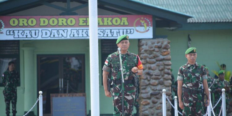 Danrem 174/ATW Pimpin Upacara Penerimaan Dan Pelepasan Satgas Pam Obvitnas PT. Freeport Indonesia