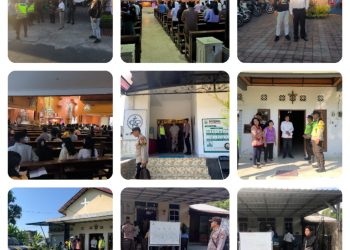 Jelang Natal, Personil Gabungan Polres Tabanan dan Polsek Jajaran Atensi Ibadah Minggu Umat Kristiani