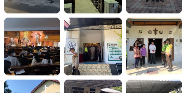Jelang Natal, Personil Gabungan Polres Tabanan dan Polsek Jajaran Atensi Ibadah Minggu Umat Kristiani