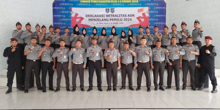 Lapas Gunung Sugih Gelar Apel Deklarasi Netralitas ASN Menjelang Pemilu 2024