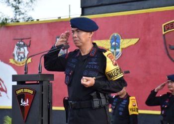 Personel Satbrimob Polda Kalbar Apel Kesiapsiagaan Siap Hadapi Kamtibmas Pergantian Tahun Baru