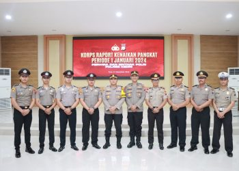 Gelar Upacara Korps Raport, 89 Personel Polres Kediri Naik Pangkat