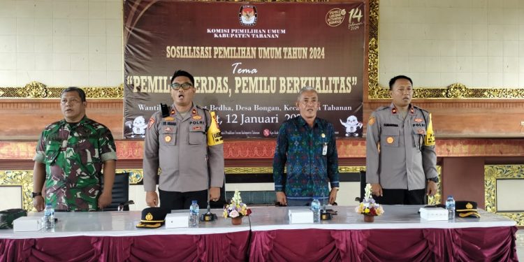 Sosialisasikan Pemilu Damai, Polres Tabanan Bersinergi dengan Kodim dan KPU Berikan Edukasi