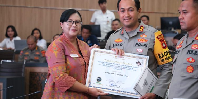 Polres Jajaran Polda Bali Terima Pengahargaan Dari Ombudsman RI