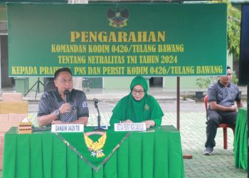 Senam Bersama Di Lanjutkan Jam Komandan (Dandim) 0426 Tulang Bawang Tekankan Netralitas TNI Pada Pemilu Serentak 2024