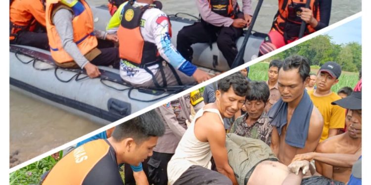 Tim SAR gabungan temukan korban tenggelam di Sungai kalimring Wonokerto.