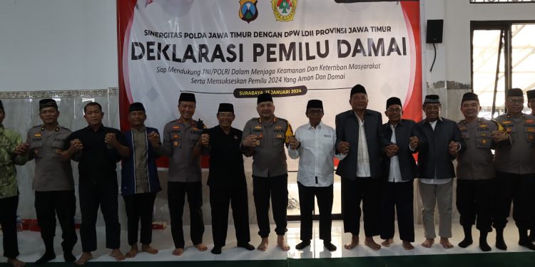 Hadiri Deklarasi Pemilu Damai, Kapolres Kediri Kota Berpesan Masyarakat Ikut Jaga Kamtibmas