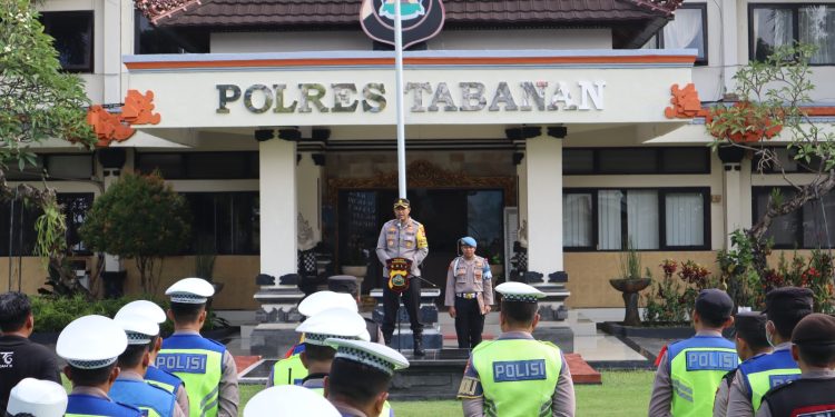 Kapolres Tabanan pimpin Apel pam jalur Kampanye Cawapres Paslon no urut 1 “Cak Imin”