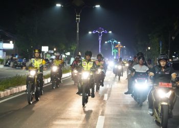 Harkamtibmas Jelang Pemilu 2024, Polres Mojokerto Kota Patroli Skala Besar