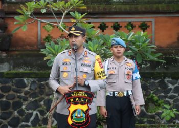 Kapolres Tabanan Pimpin Apel OMB Agung 2024 Dalam Rangka Standby Antisipasi Kegiatan Paslon 02 di Renon Denpasar