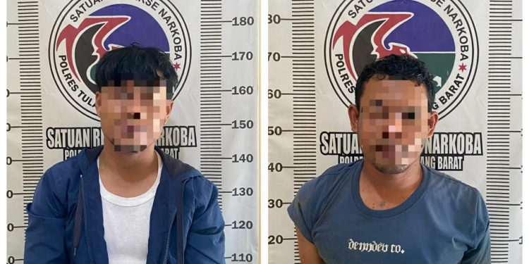Polisi tangkap 2 Pemuda terduga pemakai sabu di tiyuh Mekar Asri Tulang Bawang Barat.