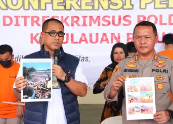 DITRESKRIMSUS POLDA KEPRI BERHASIL AMANKAN 2 ORANG TERSANGKA KASUS TINDAK PIDANA PENAMBANGAN PASIR ILEGAL