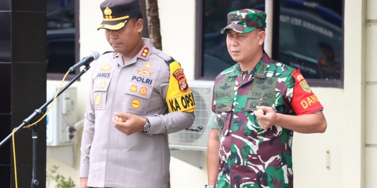 Polres Tulang Bawang Gelar Patroli Sinergitas Dengan TNI Pada Tahap Pungut Suara Pemilu 2024