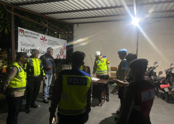 Jelang Rekapitulasi Surat Suara, Polres Tabanan Gelar Blue Light Patrol Gabungan Tiga Pilar