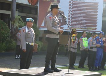 Kasatgas Preventif Pimpin Apel Personil OMB Polres Tabanan  Tahap Rekap Hitung Pemilu 2024