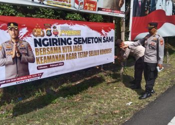Polres Tabanan Pasang beberapa Spanduk Himbauan kamtibmas Pasca Pemilu 2024,Ajak Masyarakat ciptakan Suasana Kondusif di Wilkum Tabanan