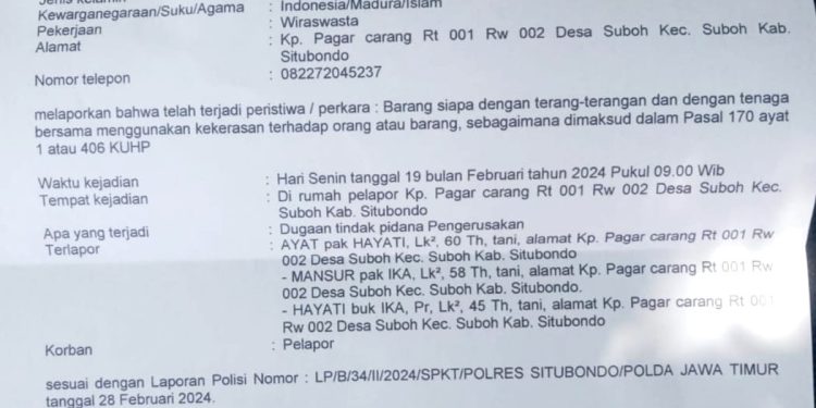 KORBAN PENGRUSAKAN RUMAH DI DUSUN PAGAR CARANG UTARA DESA SUBOH MEMPIDANAKAN PELAKUJ