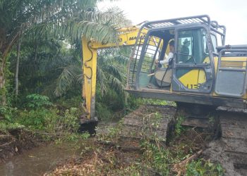 TMMD Kodim 0426/Tulang Bawang, Excavator Buka Jalan Baru Dan Bersihkan aliran Sungai