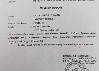 SP Dari Kadinkes Tertuju ke Seorang Perawat di Maesan Tanpa Ada Alasan Jelas