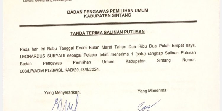 Hasil Laporan Pelanggaran Penyelengara pemilu ke Bawaslu Sintang Menuai Tanggapan Masyarakat
