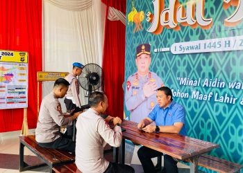 Lebaran Keempat Kapolres Tubaba dan Dir Narkoba Polda Lampung Pantau Langsung Arus Mudik Balik di Pos Yan di Rest Area 215 Way Kenanga.