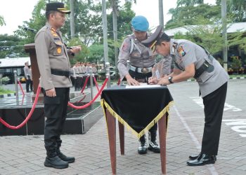Kapolres Nganjuk Pimpin Sertijab Kasat Intelkam, Kasat Reskrim, dan Kapolsek Ngetos