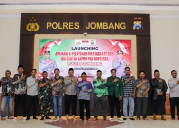 Polres Jombang Launching Aplikasi E-Pelayanan Masyarakat dan WhatsApp Center ‘Lapor Pak Kapolsek’