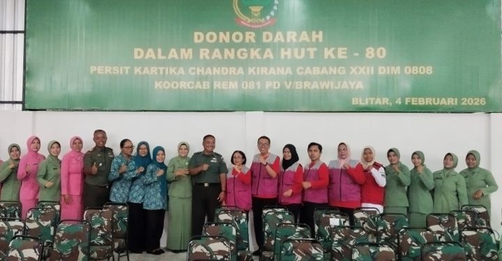 Setetes Darah Sejuta Harapan, Peringati HUT Persit Ke 80 Kodim 0808 Blitar Gelar Donor Darah