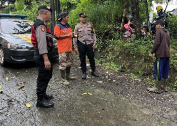 Polsek Tabanan Evakuasi Pohon Tumbang Bersama BPBD Tabanan