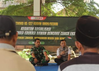 BPBD Kediri Sosialisasikan Edukasi Rawan Cuaca Ekstrem Pada TMMD ke-127