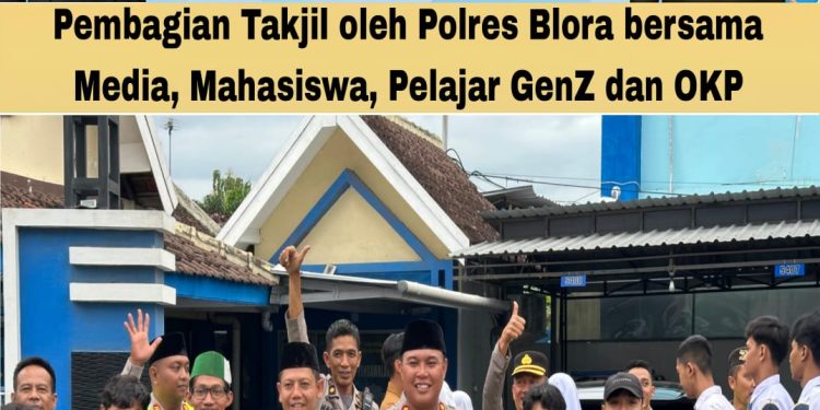 Polres Blora Gandeng Mahasiswa dan Gen Z Bagikan Ratusan Paket Takjil Serta Sembako di Tugu Pancasila