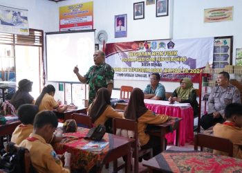 Tanamkan Jiwa Nasionalisme Sejak Dini, Satgas TMMD Ke 127 Berikan Materi Wasbang Di SDN Krisik 04