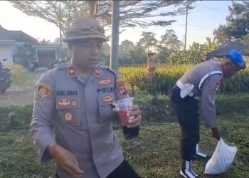 Perkuat Ketahanan Pangan, Kapolsek Tabanan Pimpin Penanaman Jagung Serentak di Subak Bungan Kapal