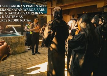 Kapolsek Tarokan Pimpin Apel Pemberangkatan Warga Baru PSHT ke Ngancar, Sampaikan Pesan Kamtibmas Kapolres Kediri Kota