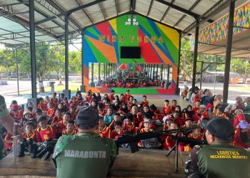 Mengintip Keseruan 102 Siswa SDN Sukorejo 1 Ngasem Jadi TNI Cilik’ di Markas Brigif 16 Wira Yudha
