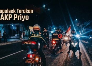 Pimpin Pengawalan Naik R2, Kapolsek Tarokan Pastikan Jalur Kepulangan Pesilat Kondusif